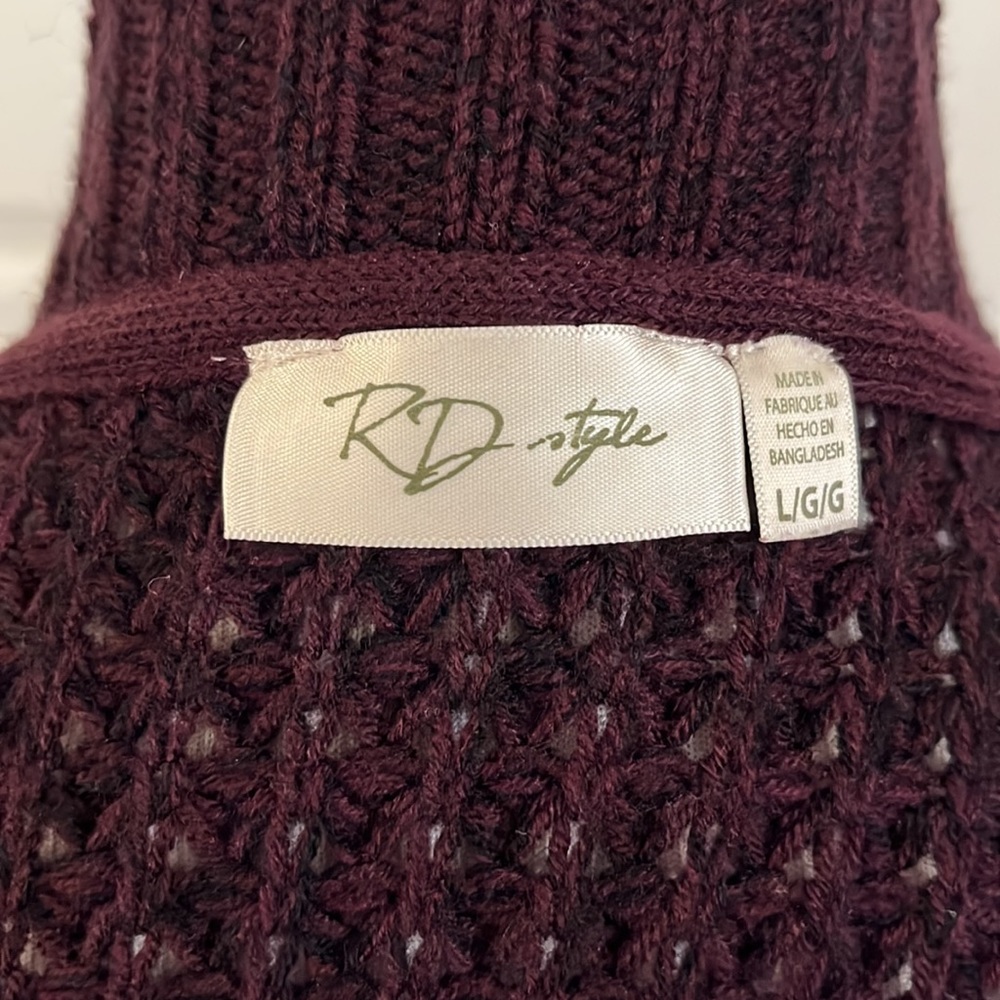 RD Style Cardigan, dark burgundy/purple, sz L - Picture 5 of 5